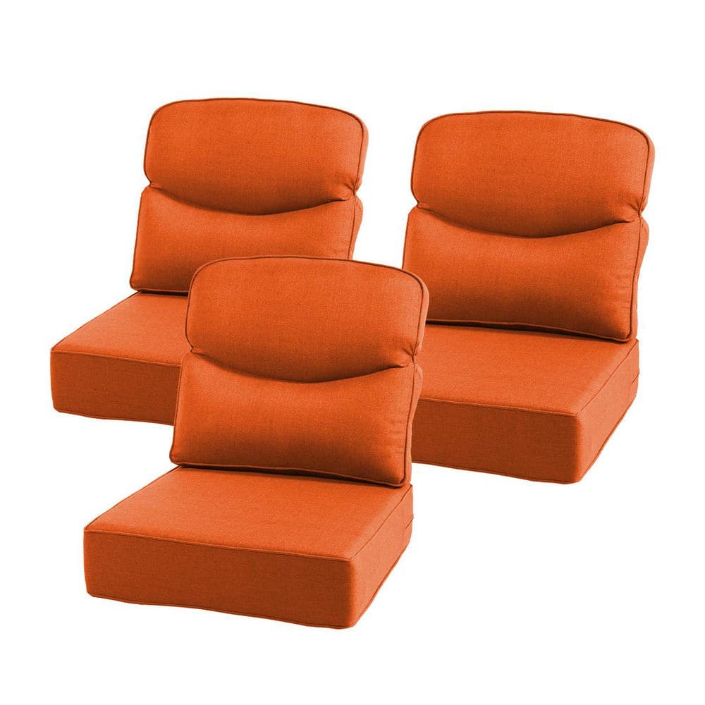 22 in. x 24 in. x 6 in. 6-Piece Olefin Deep Thick Seating Outdoor Lounge Chair Sofa Replacement Cushion in Orange