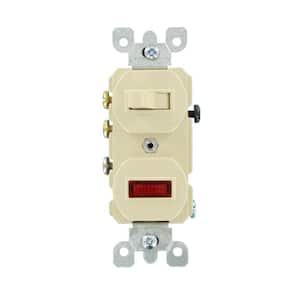 15 Amp Commercial Grade Combination 3-Way Toggle Switch/Pilot Light, Ivory