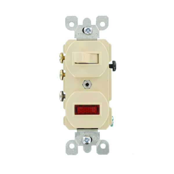 Leviton 15 Amp Commercial Grade Combination 3-Way Toggle Switch/Pilot Light, Ivory