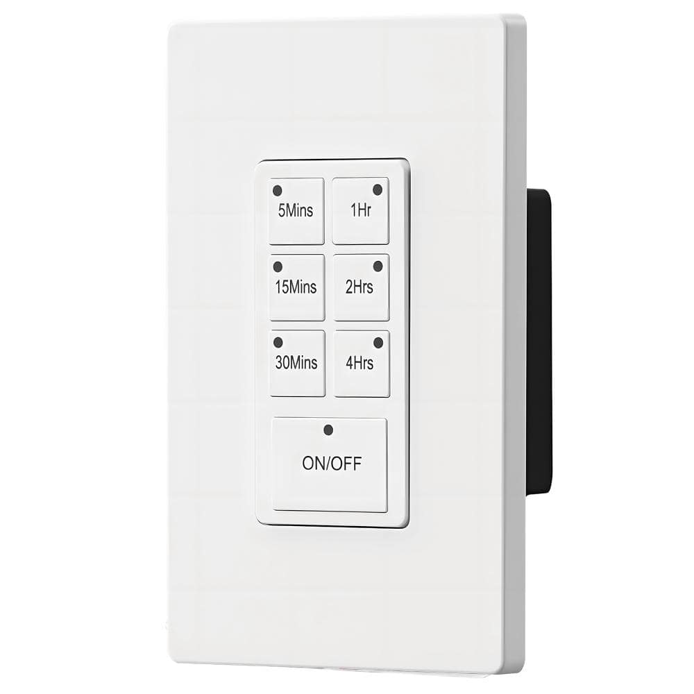 15A Indoor in Wall Timer Switch for Light, Always On/Off, 5/15/30mins 1/2/4h Countdown Timer price history on PriceWatchPro
