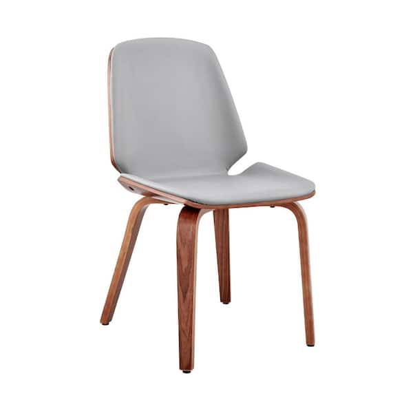 Armen Living Brinley Grey Faux Leather and Walnut Wood Dining Room Accent Chair