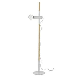55.25 in. Brown and White Natural Reading Tree Floor Lamp