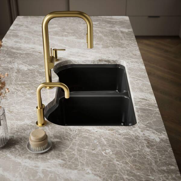 KOHLER Hartland Undermount Cast Iron 33 in. 5-Hole Double Bowl