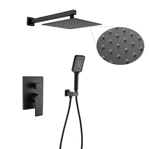 1-Spray Patterns with 1.8 GPM 10 in. 360-Degrees Rotation Wall Mount Dual Shower Heads in Matte Black