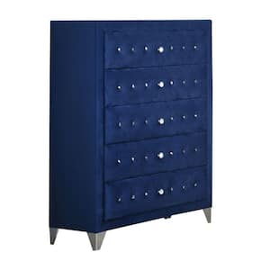 19 in. Blue 5-Drawer Wooden Chest of Drawers