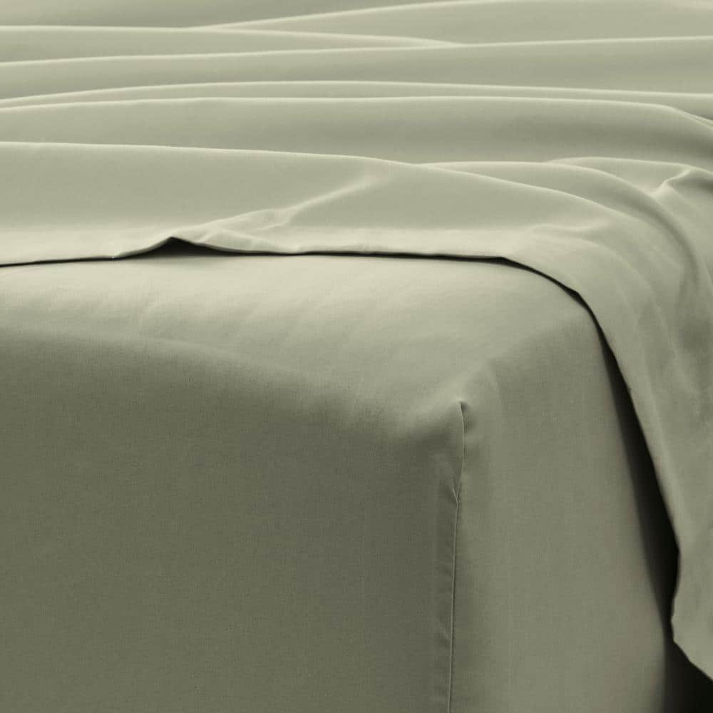 Sage Solid California King Microfiber Bed Sheet Set