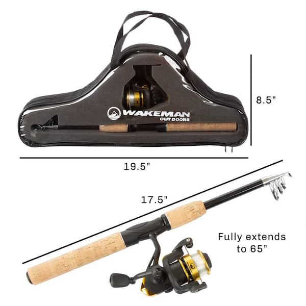 39" when fully extended Pocket Size Fishing Rod & Reel 