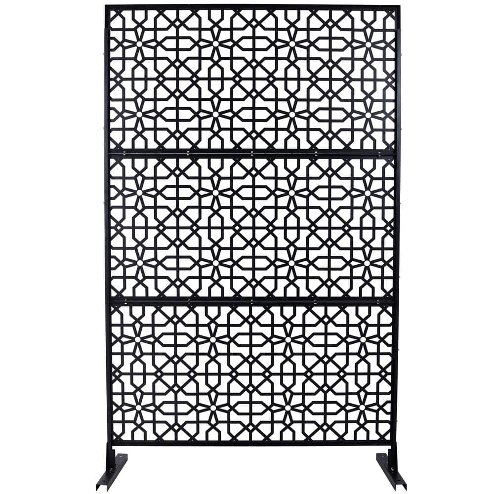 6.3 ft. x 4 ft. Black Steel Freestanding Flat Flat Top Decorative Privacy Screen Metal Fence Panel price history on PriceWatchPro