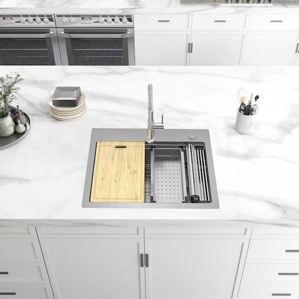 Glacier Bay Dolancourt Tight Radius 27 in. Drop-In Single Bowl 18G