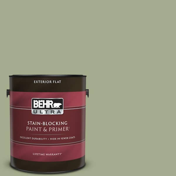 BEHR Ultra 1 gal. #ICC-77 Sage Green Semi-Gloss Enamel Exterior Paint & Primer