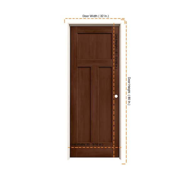 JELD-WEN 32 in. x 80 in. Craftsman Milk Chocolate Stain Left-Hand