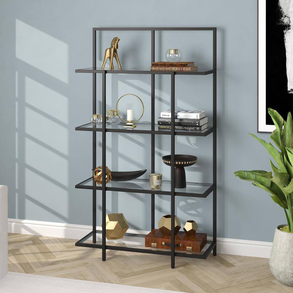 Ingels 62'' Blackened Bronze Steel and Glass Modern Etagere Bookcase