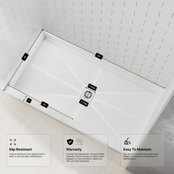 Kobiworks 36 in. L x 60 in. W x 96 in. H Alcove Shower Stall/Kit