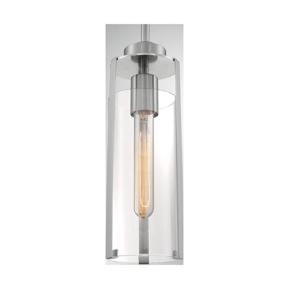 Marina Brushed Nickel Mini Pendant with Clear Glass Shade