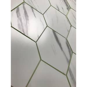 Tuscan Design Carrara White Honeycomb Mosaic 9 in. x 12 in. x Marble Look Glass Peel and Stick Tile (15 sq. ft./Case)