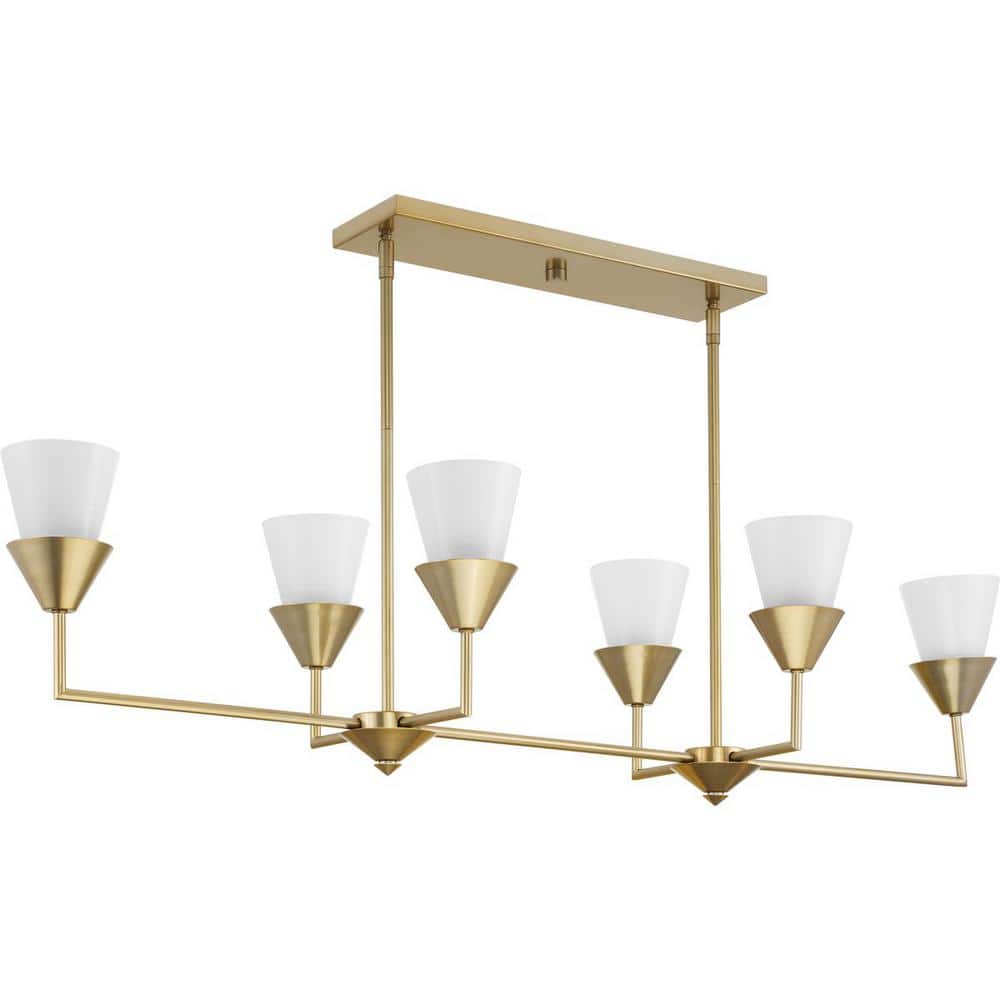Pinellas 60-Watt 6-Light Soft Gold Luxe Industrial Island Light with Opal Glass Shades price history on PriceWatchPro