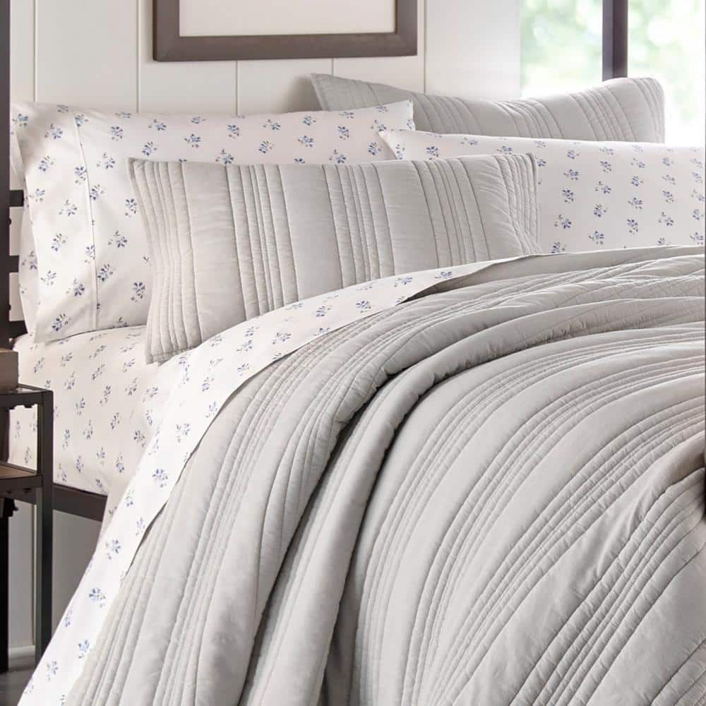 Horseshoe Gray Full/Queen Reversible Cotton Quilt Set