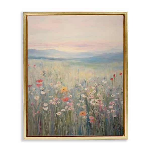 Pastel Spring Floral Meadow by Arlington Prints Gold Floater Frame Nature Graphic Art Print 21 in. x 17 in.