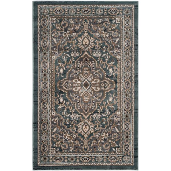 SAFAVIEH Lyndhurst Teal/Gray Doormat 3 ft. x 5 ft. Border Area Rug