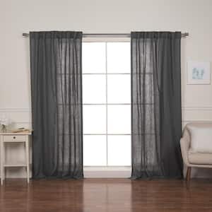84 In. Linen Back Tab Curtain Set in Dark Grey