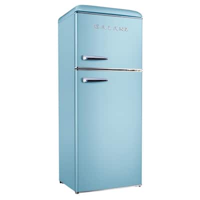 24 in. W 10.0 cu. ft. Retro Frost Free Top Freezer Refrigerator in Bebop Blue, ENERGY STAR