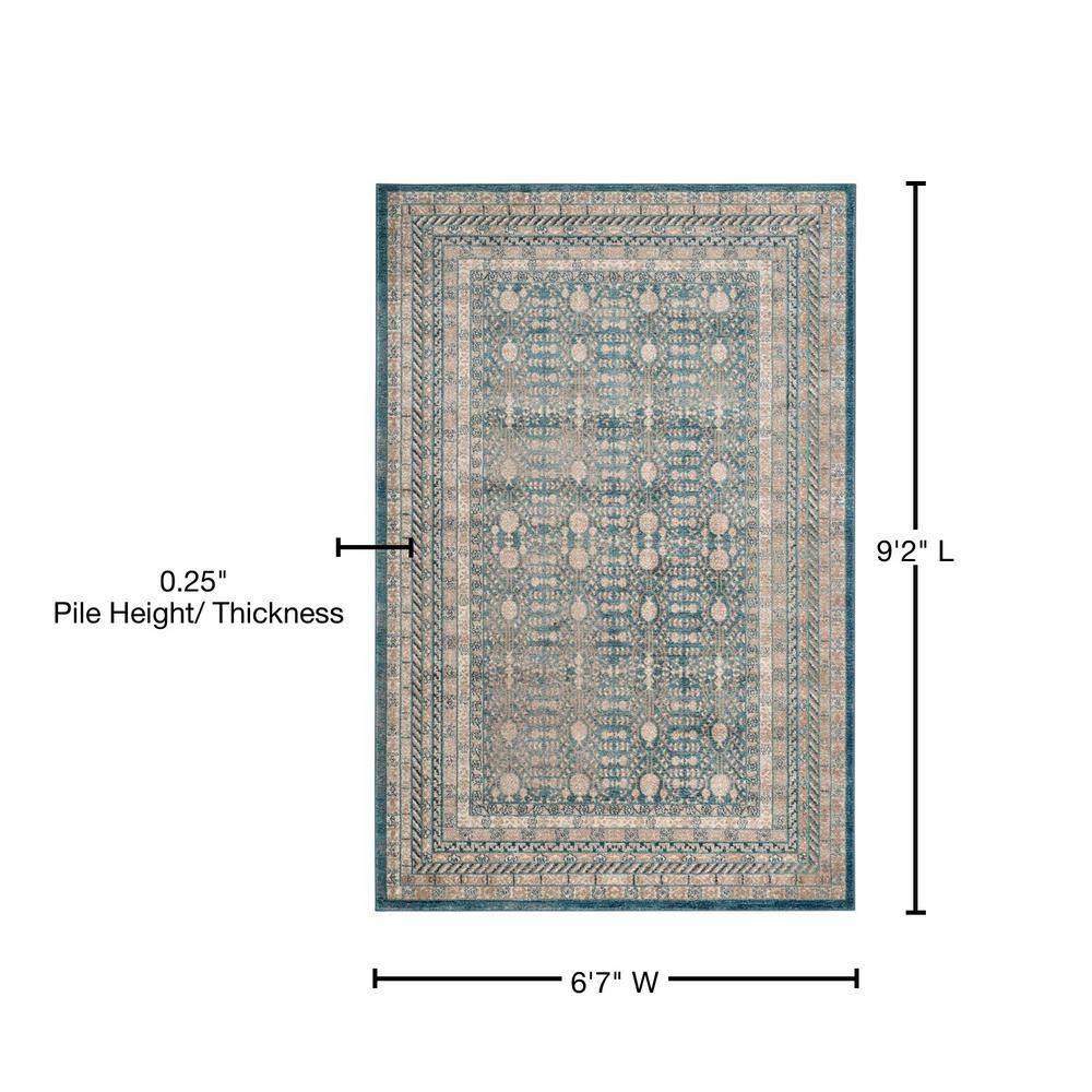 Sofia Blue Beige Synthetic Rectangular Area Rug