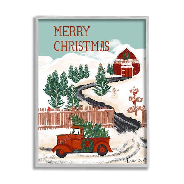 Stupell Industries Rural Christmas Scenery by Hannah Byatt 1-Piece Framed Graphic Print Nature Poster Art Print 20 in. x 16 in.