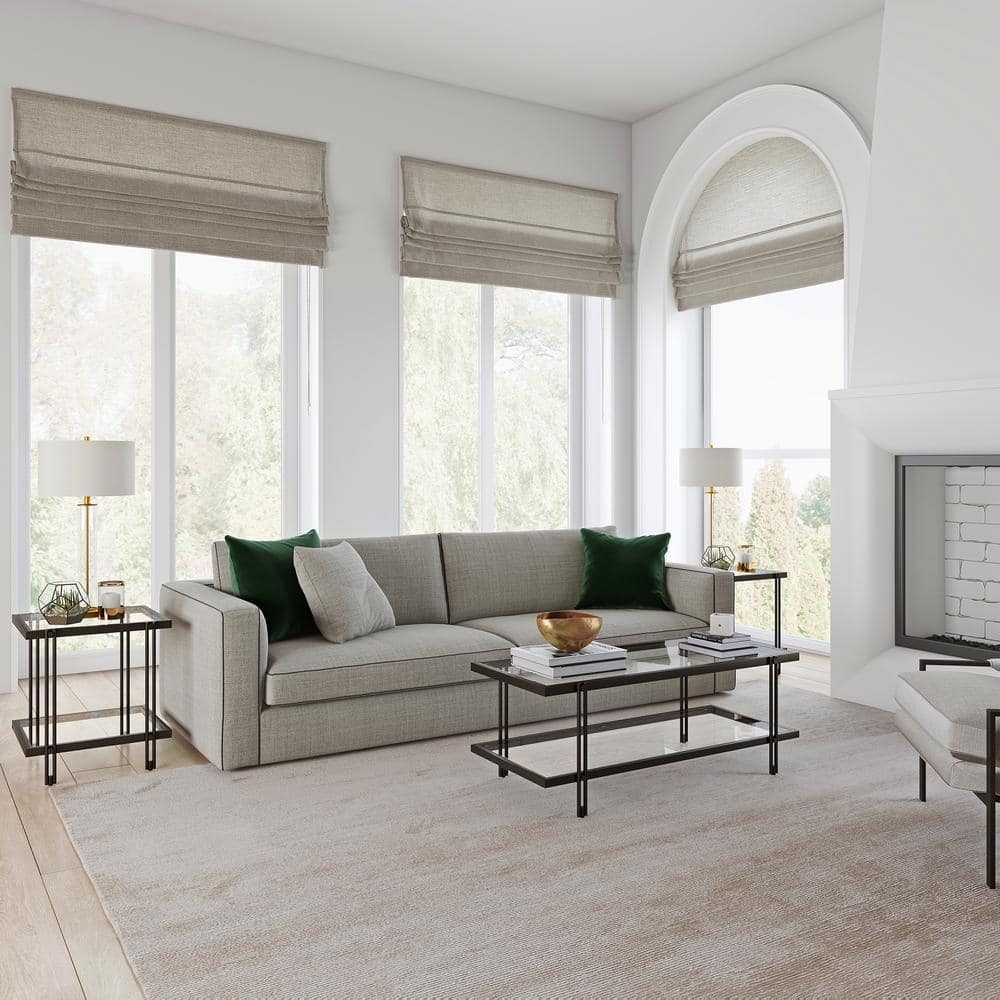 Beckham Rectangular Glass Coffee Table with Storage, Brass Finish