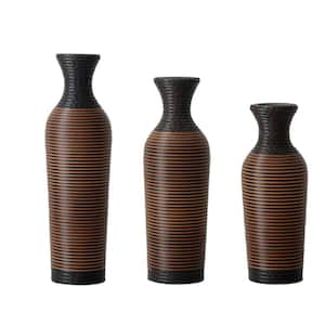 掛花3 CSC DECOR INC 21 in. 25 in. 28 in. Brown Plastic Cylinder