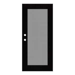 Full View 30 in. x 80 in. Left-Hand/Outswing Black Aluminum Security Door with Meshtec Screen