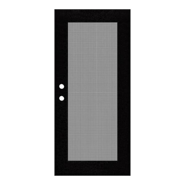 Unique Home Designs Full View 32 in. x 80 in. Left-Hand/Outswing Black Aluminum Security Door with Meshtec Screen