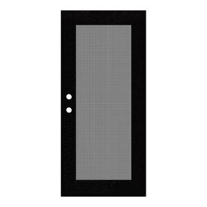 30 in. x 80 in. Full View Black Left-Hand Surface Mount Security Door with Meshtec Screen