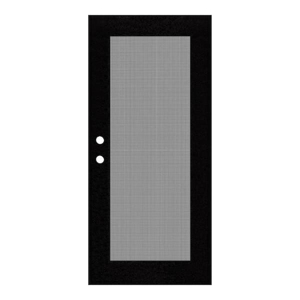 Unique Home Designs 36 in. x 80 in. Full View Black Left-Hand Surface Mount Security Door with Meshtec Screen