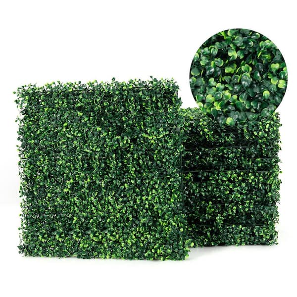 WELLFOR 12-Piece 20 in. L x 20 in. W PE Garden Fence Artificial Boxwood Panels