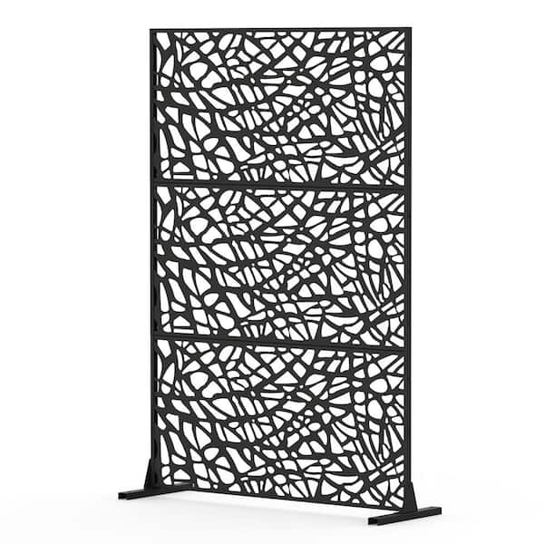 70.75 in. Galvanized Metal Outdoor Privacy Screens Garden Outdoor Fence Spring in Black