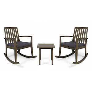 Montrose Grey 3-Piece Wood Outdoor Patio Conversation Seating Set with Dark Grey Cushions