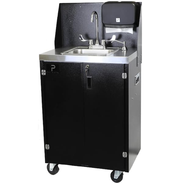 Portable or Truck Mounted Industrial Hand Wash Station with Heavy Duty 6.6  Gallon Tank and Integrated Soap Dispenser (6.6 Gallon) Black