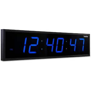 36 in. Large Digital Wall Clock, LED Digital Clock with Remote, Blue