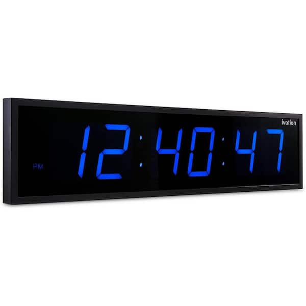 Ivation 36 in. Large Digital Wall Clock, LED Digital Clock with Remote,  Blue JID0136BLU - The Home Depot