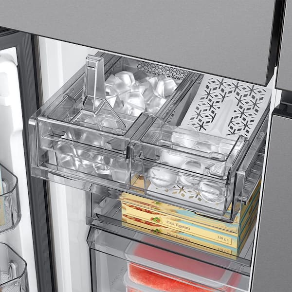 Bespoke Counter Depth 4-Door French Door Refrigerator 23cu.ft with AI Hybrid Cooling &Beverage Center in Stainless Steel