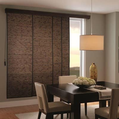 Bamboo Panel Track Blinds, Patio Door Shades Home Depot