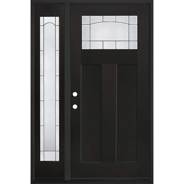 Regency 51 in. x 80 in. 1/4 TopL Empire Glass RHIS Onyx Mahogany Fiberglass Prehung Front Door w/12in-3/4SL 6-9/16