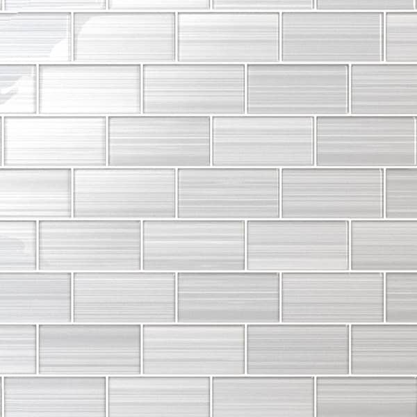 Bodesi Hand Painted Sample In X In Neutral Gray Glass Tile