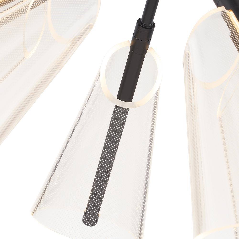 Mulberry Modern LED Chandelier in Black with Edge Lit Shade