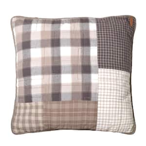 Smoky Square Grey Geometric Polyester 18 in. x 18 in. Throw Pillow