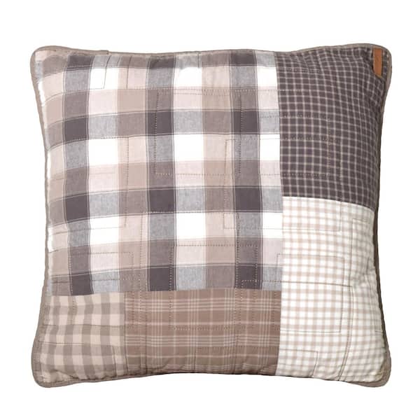 DONNA SHARP Smoky Square Grey Geometric Polyester 18 in. x 18 in. Throw Pillow