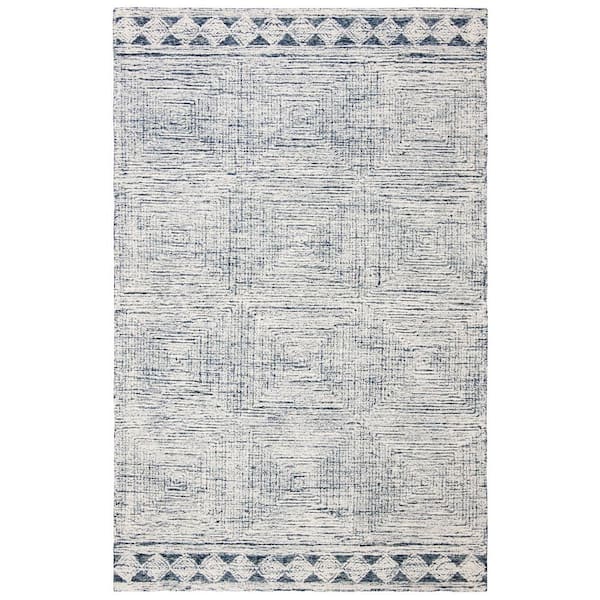 SAFAVIEH Abstract Ivory/Navy 10 ft. x 14 ft. Geometric Striped Area Rug