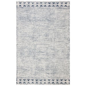 Abstract Ivory/Navy 11 ft. x 15 ft. Geometric Striped Area Rug