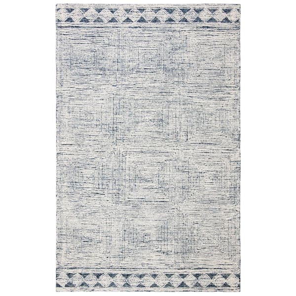 Abstract Ivory/Navy 4 ft. x 6 ft. Geometric Striped Area Rug