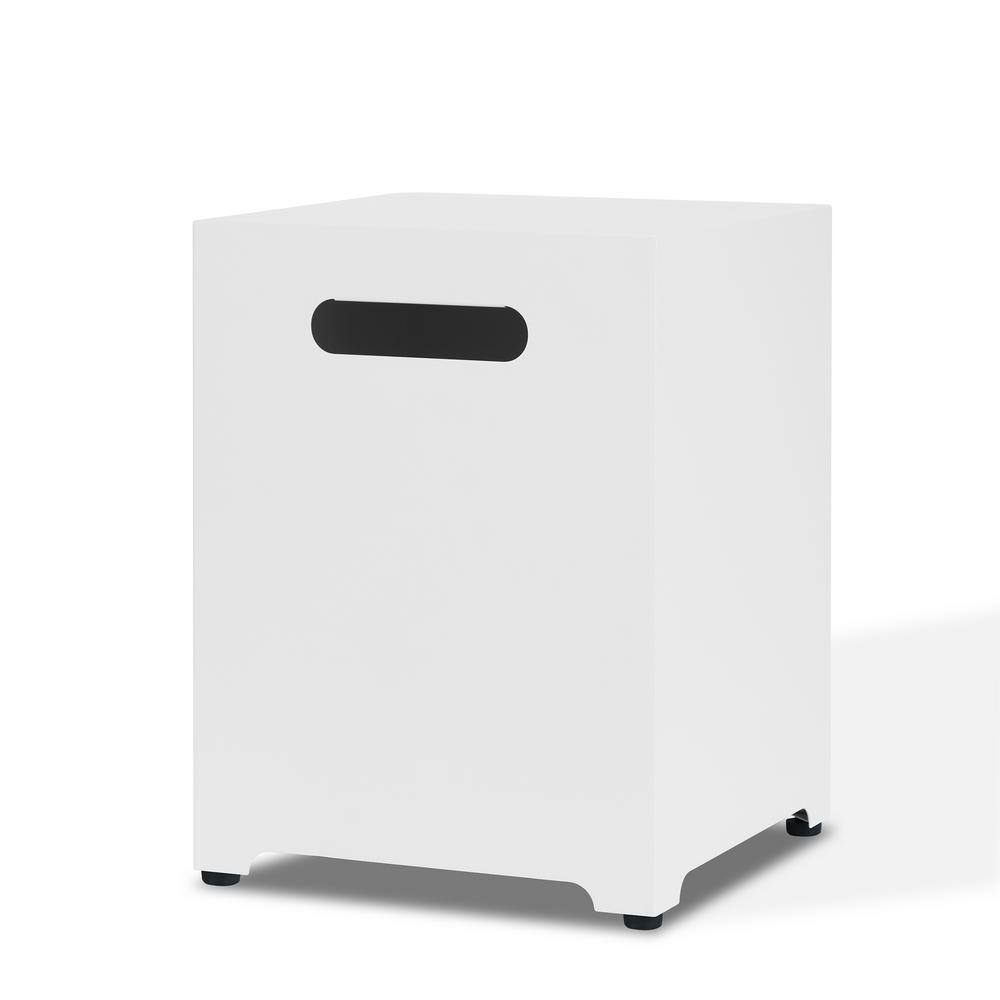 White Powder-Coated Steel Propane Tank Cover and Side Table